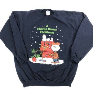 Vtg Y2K Charlie Brown Christmas Peanuts Sweatshirt Sz L Pullover Crewneck